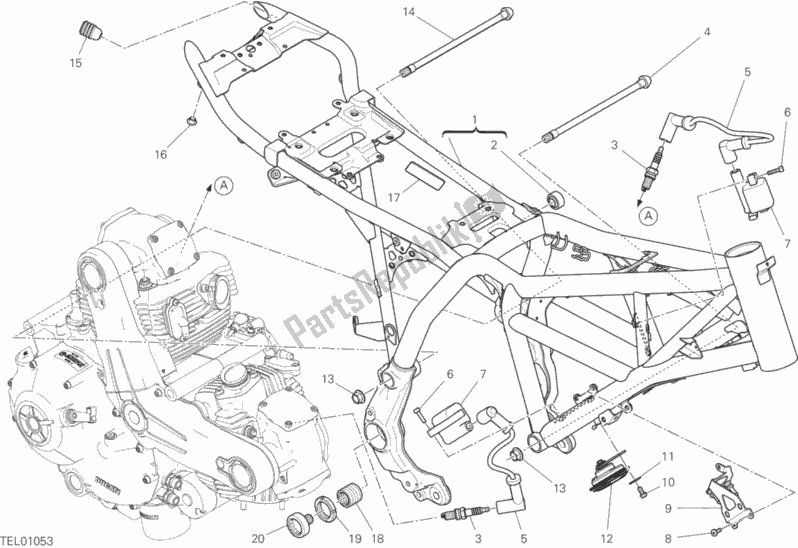 Todas as partes de Quadro, Armação do Ducati Scrambler Desert Sled 803 2018